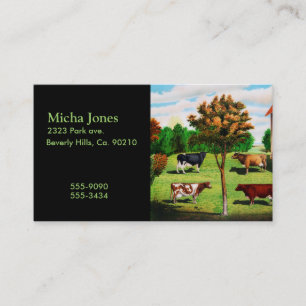 Vintage Typical Cow Breeds On The Farm Business Card