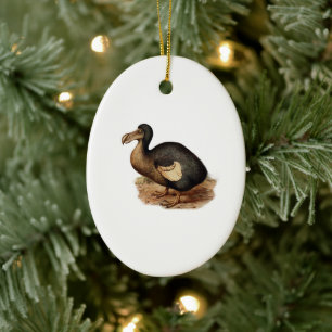 Vintage Typographic Dodo Bird Illustration Ceramic Ornament