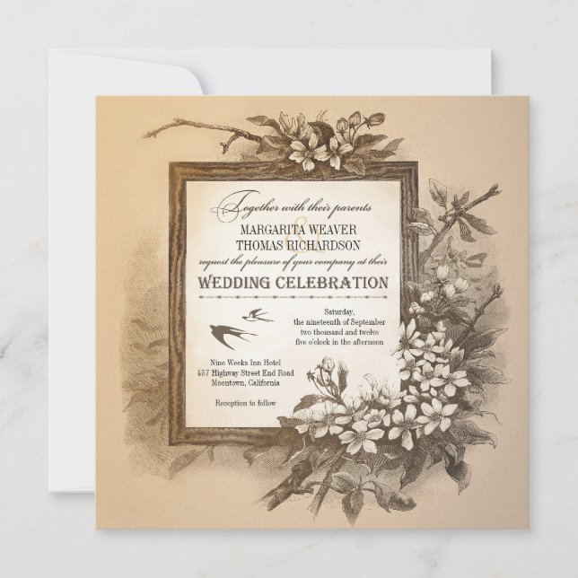 vintage typographic unique elegant wedding invites (Front)