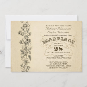 vintage typographic wedding invitation