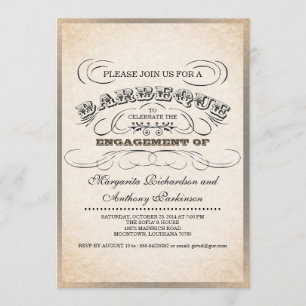 vintage typographie unique invitations barbecue