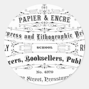 vintage typography advert booksellers classic round sticker
