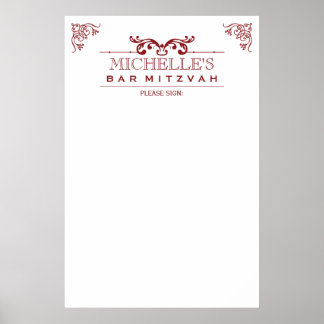 Vintage Typography Bar-Bat Mitzvah Sign-In Poster