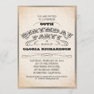 VINTAGE TYPOGRAPHY BIRTHDAY PARTY INVITATIONS