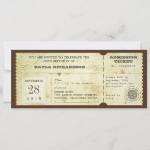 vintage typography birthday tickets invitation