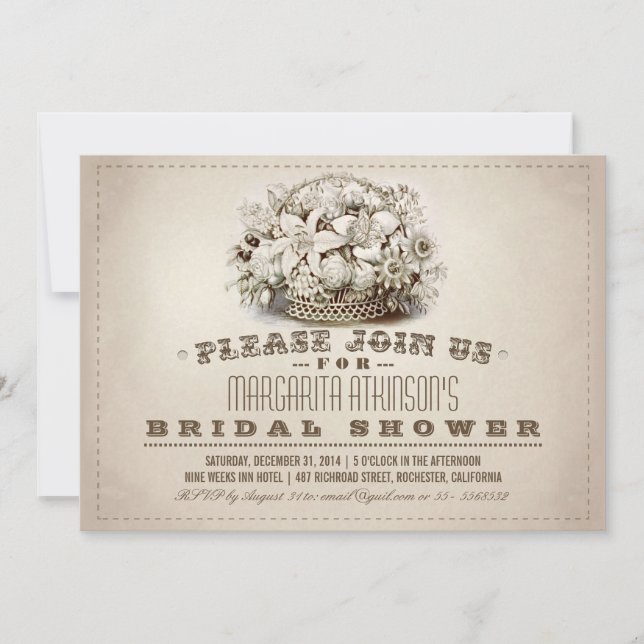 vintage typography bridal shower invitations (Front)