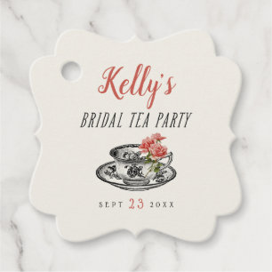 Vintage Typography Bridal Shower Tea Party Favour Favour Tags