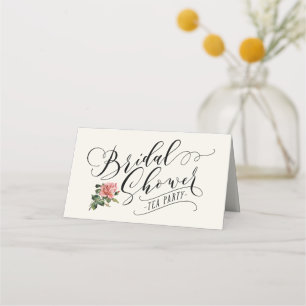 Vintage Typography Bridal Shower Tea Party Place Card