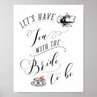 Vintage Typography Bridal Shower Tea Party Sign