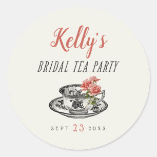 Vintage Typography Bridal Tea Party Favour Label