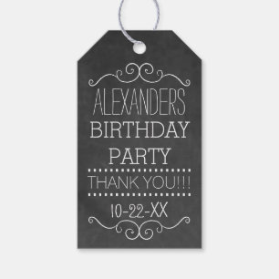 Vintage Typography Chalkboard Look- Birthday Party Gift Tags