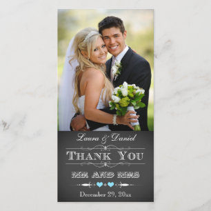 Vintage Typography Chalkboard Wedding Photo Card