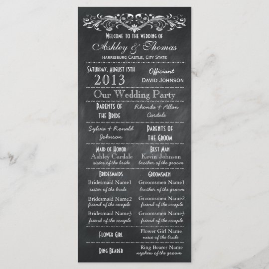 Vintage Typography Chalkboard Wedding Programs Zazzle Ca