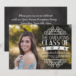 Vintage Typography Class of 2025 Photo Graduation Invitation