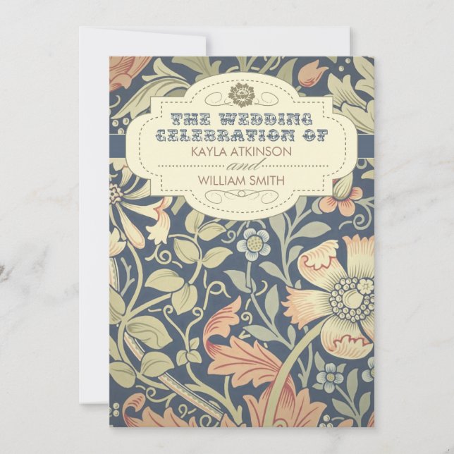vintage typography colourful wedding invitations (Front)