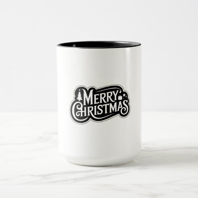 Vintage Typography Design Merry Christmas Mug (Center)