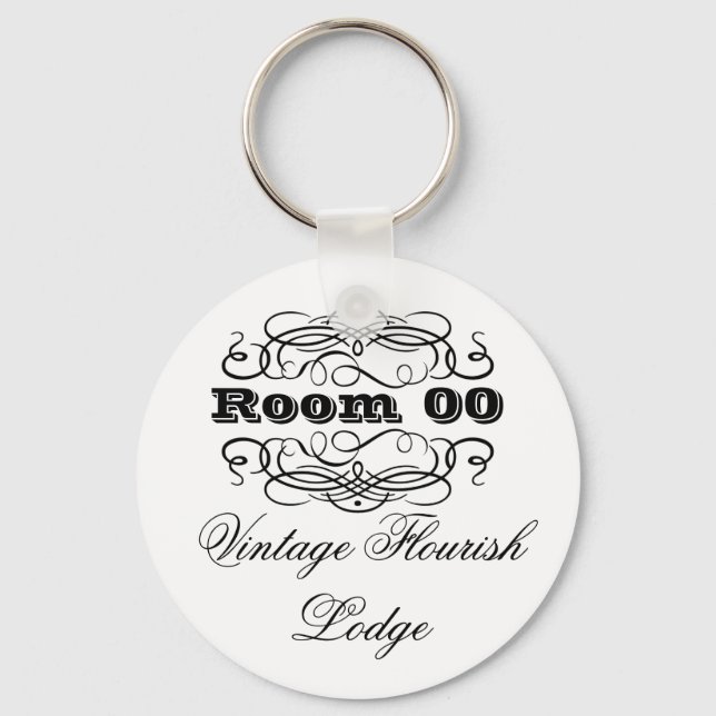 Vintage typography hotel room keychain (Front)