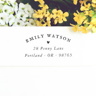 Vintage Typography Minimal Heart Return Address Rubber Stamp
