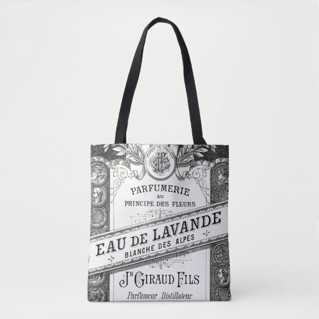 Vintage Typography Perfume Advertisement Tote Bag (Front)