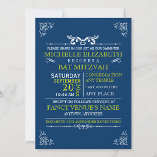 Vintage Typography Poster Bar-Bat Mitzvah Invitation