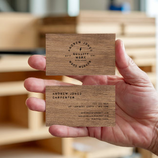 Vintage typography rustic dark wood modern minimal business card