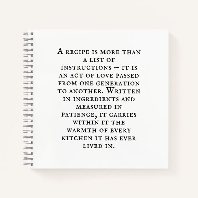 Vintage Typography Rustic Kitchen Quote Notebook (Front)
