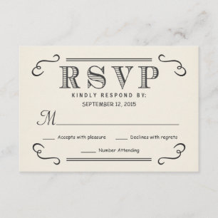 Vintage Typography Rustic RSVP Wedding Reply Card