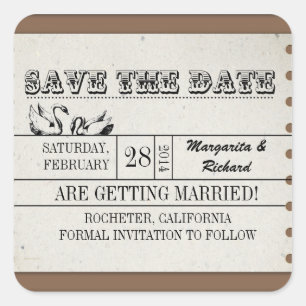 vintage typography save the date ticket stickers