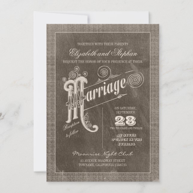 vintage typography stylish wedding invitations (Front)