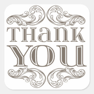 Vintage typography thank you stickers