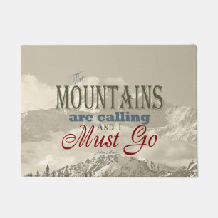 Vintage Typography The mountains are calling; Muir Doormat