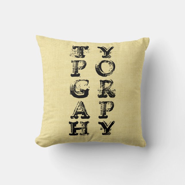 Vintage Typography Throw Pillow (Front)