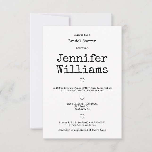 Vintage typography wedding b&w invitations (Front)