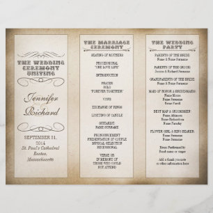 vintage typography wedding programs
