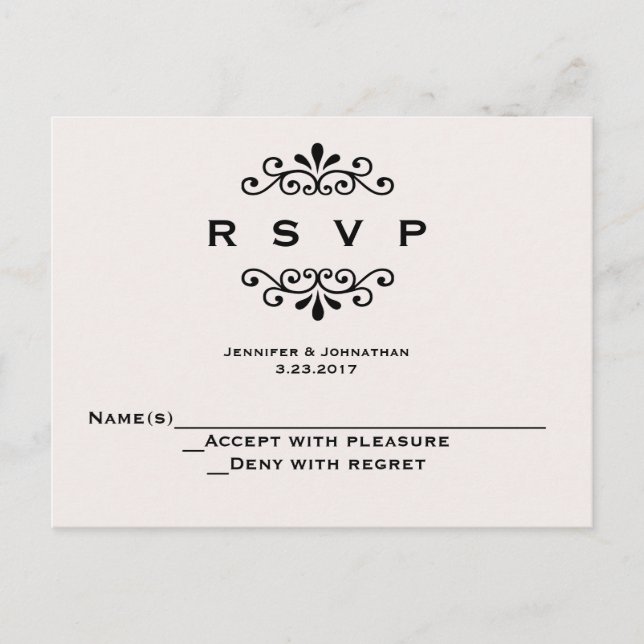 Vintage typography wedding RSVP cards (Front)