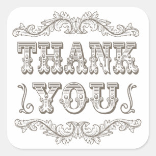 Vintage Typography White Thank You Stickers
