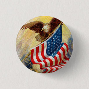Vintage U.S.A Flag and Eagle 1 Inch Round Button