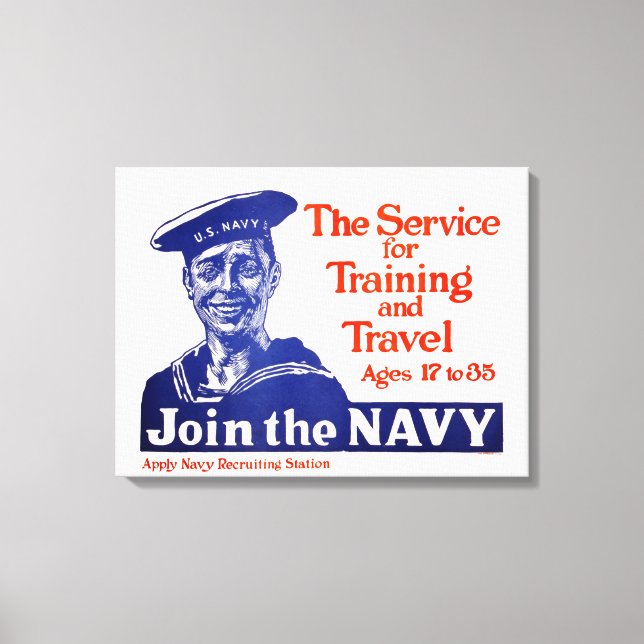 Vintage U.S. Navy Recruiting Poster Canvas Print (Front)