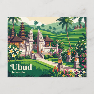 Vintage Ubud Bali Indonesia Postcard