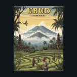 Vintage Ubud Bali Indonesia Travel Postcard<br><div class="desc">Ubud, nestled in the lush highlands of Bali, is often considered the island’s cultural and spiritual heart. Surrounded by emerald rice terraces, dense jungles, and steep river gorges, Ubud offers a serene atmosphere that contrasts with Bali’s bustling beach resorts. The town is a vibrant hub for the arts, filled with...</div>