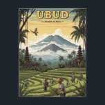 Vintage Ubud Bali Indonesia Travel Postcard<br><div class="desc">Ubud, nestled in the lush highlands of Bali, is often considered the island’s cultural and spiritual heart. Surrounded by emerald rice terraces, dense jungles, and steep river gorges, Ubud offers a serene atmosphere that contrasts with Bali’s bustling beach resorts. The town is a vibrant hub for the arts, filled with...</div>