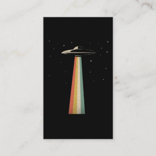 Vintage UFO Alien Abduction Retro Spaceship Business Card