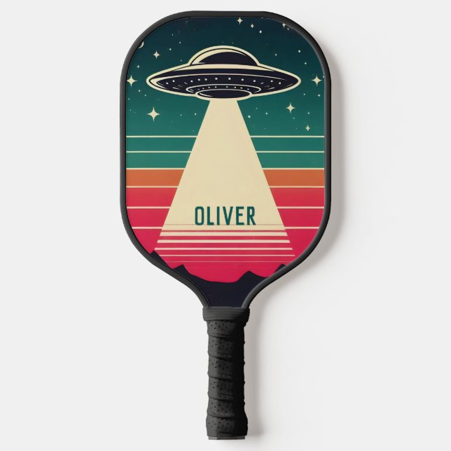 Vintage UFO at Sunset Personalized Pickleball Paddle (Front)