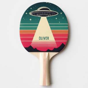 Vintage UFO at Sunset Personalized Ping Pong Paddle