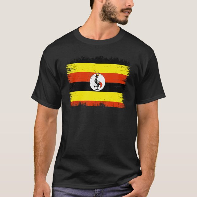 Vintage Uganda Flag Ugandan Independence Day T-Shirt (Front)