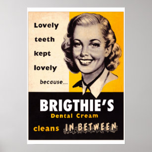 Vintage UK Brigthies's Dental Cream Toothpaste Poster