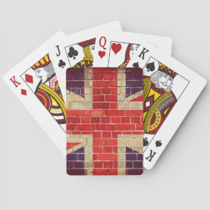 Vintage UK flag on a brick wall Playing Cards