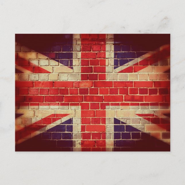 Vintage UK flag on a brick wall Postcard (Front)