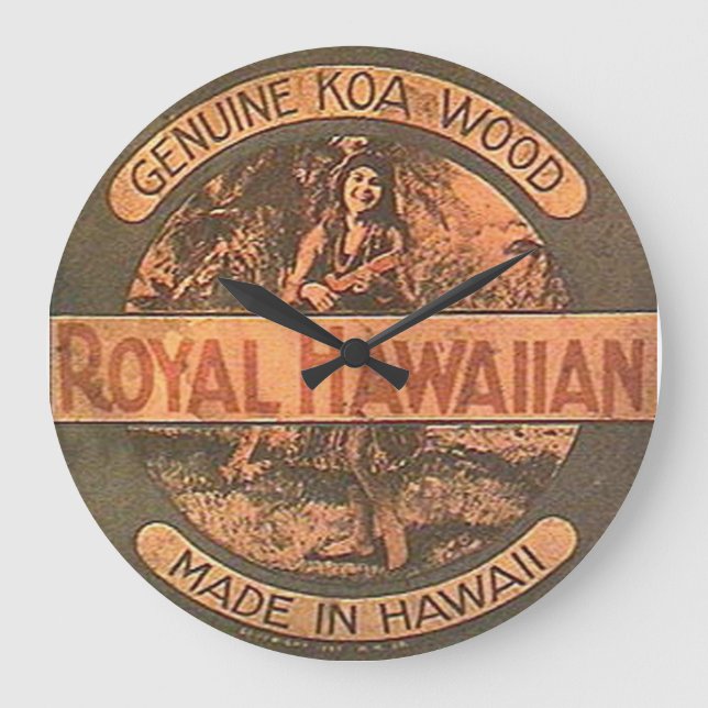 Vintage Ukelele Label Wall Clock (Front)