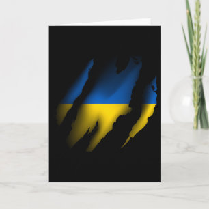 Vintage Ukraine Flag With Tiger Scratch Ripped Ukr Card